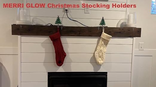 Christmas Stocking Holders for Mantle Set of 2, Heavy Duty 3D Stocking Stand Weighted Stocking Hooks Christmas Ornaments Decorations for Fireplace Tabletop