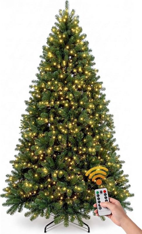 6FT Pre-Lit Artificial Christmas Tree, 300 LED Lights, 900 PVC Branch Tips