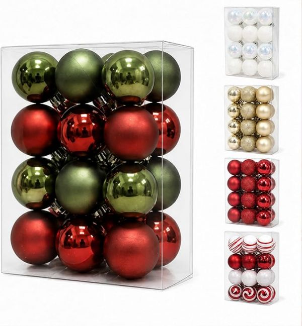 Emberlane Christmas Ball Ornaments Set 24PCS 1.57in Shatterproof Plastic