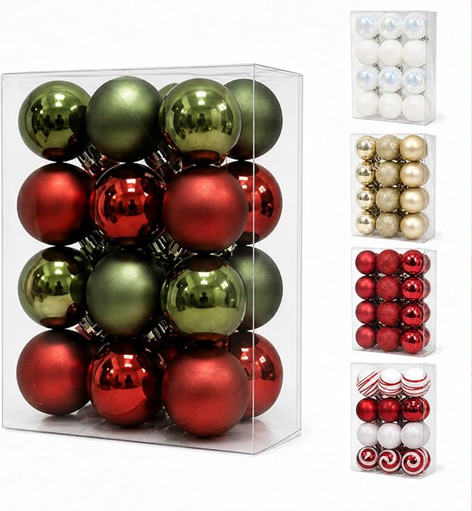 Emberlane Christmas Ball Ornaments Set 24PCS 1.57in Shatterproof Plastic