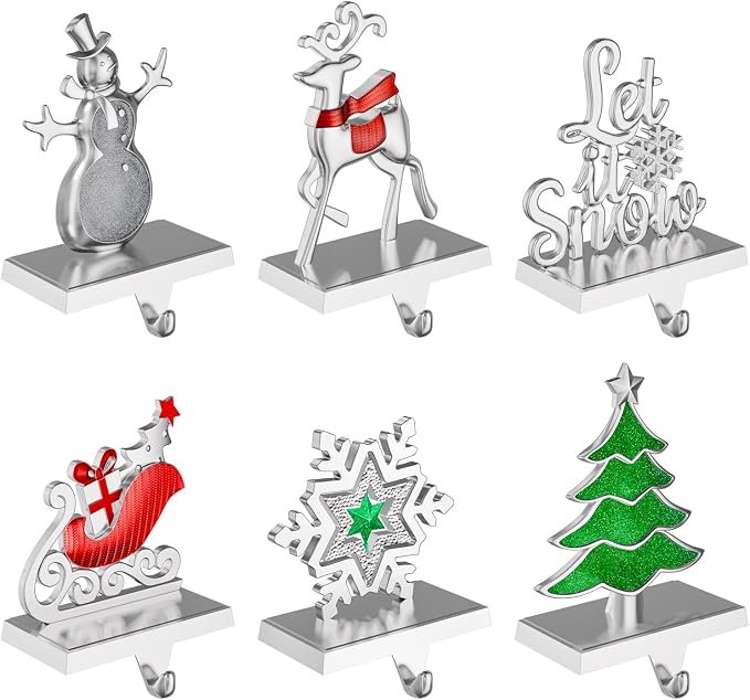 Christmas Stocking Holders for Mantle Weighted Metal Stocking Hangers Hooks for Fireplace Christmas Decorations