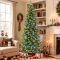Hykolity 6' Artificial Pencil Slim Christmas Tree, Pre-Lit with 200 Color Changing LEDs, 544 PVC Tips, Hinged Branches, Metal Base, 10 Modes