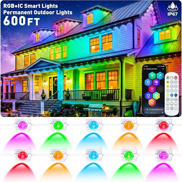 600FT Permanent Outdoor Lights RGB+IC Lights for House