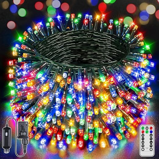 328 FT 1000 LED Christmas Lights, Waterproof Outdoor String Lights with Remote and Timer, Christmas Tree Lights with 8 Modes Dimmable, Fairy Lights for Holiday Decor (Multicolor)