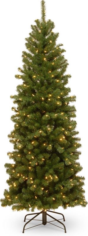 National Tree Company 6ft Pre-Lit North Valley Spruce Slim Christmas Tree