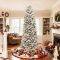 Hykolity 7.5ft Prelit Slim Flocked  Christmas Tree with 240 Multicolor LEDs