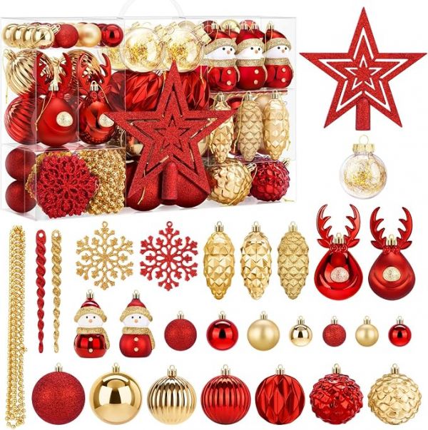 SOLEDI 132pcs Christmas Tree Ornaments Set, 2026 Christmas Tree Decorations