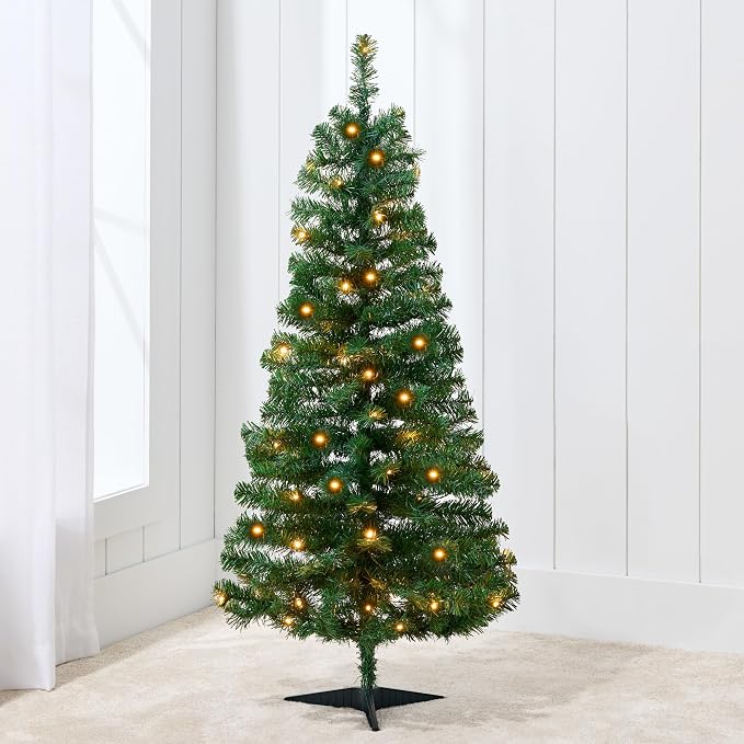 Best Choice Products 4ft Pre-lit Christmas Tree, Artificial Mini Tree Perfect for Kids, Apartments, Bedroom with Twinkling LED Lights - Green Spruce