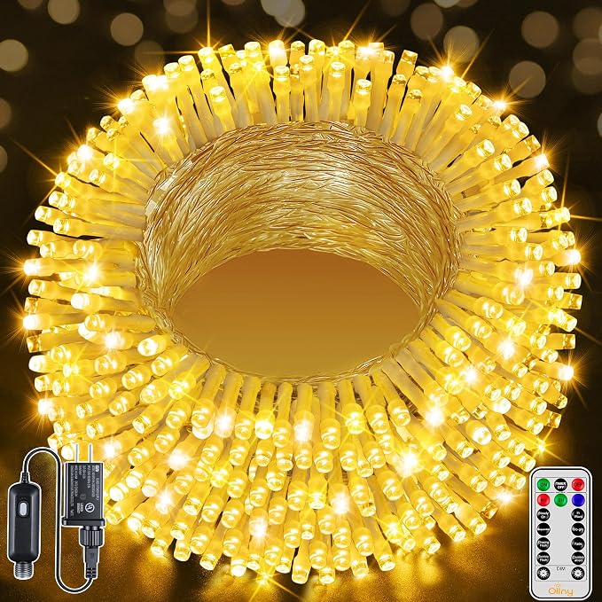 Ollny Christmas Lights Outdoor 800LED 262FT, Warm White Plug in Fairy Light