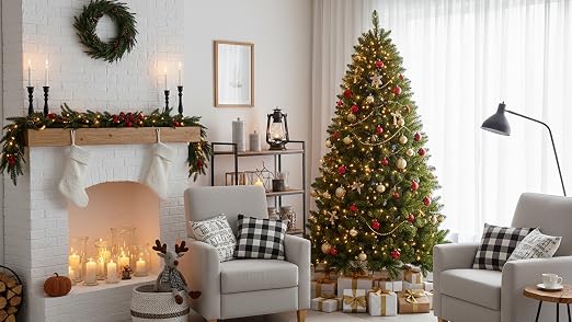 6ft Pre-Lit Christmas Tree with Remote Control & Foot Switch