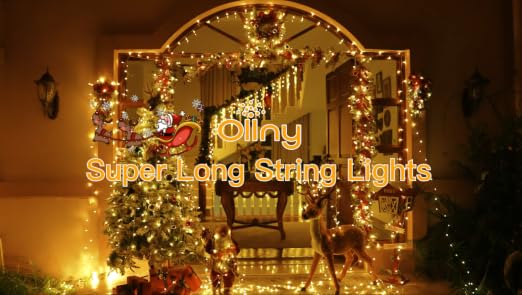 Ollny Christmas Lights Outdoor 800LED 262FT, Warm White Plug in Fairy Light
